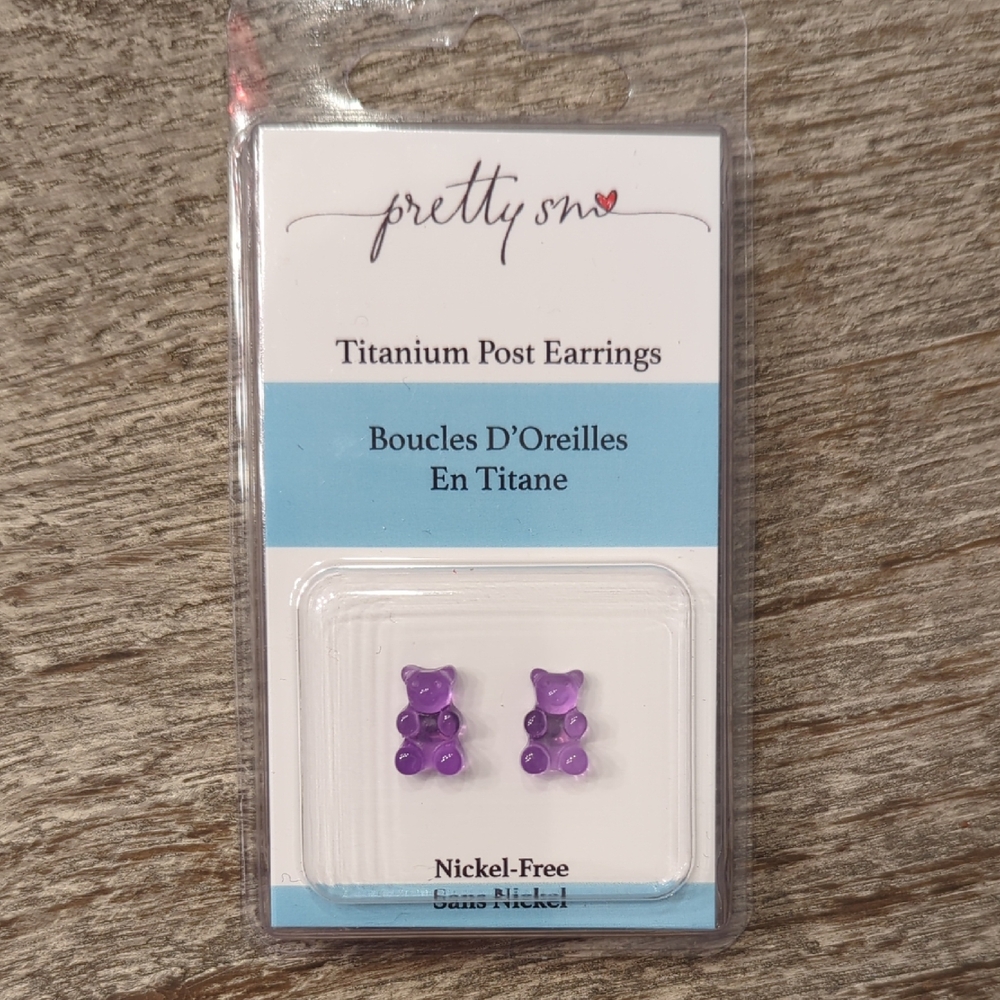 NWT Gummy Bear Purple Earrings